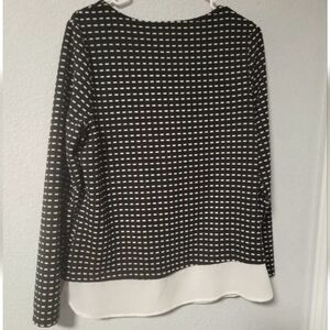 Croft & Barrow Black & White Layered Look Long Sleeve Blouse sz M